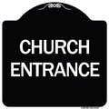 Signmission Designer Series Church Entrance, Black & White Heavy-Gauge Aluminum Sign, 18" x 18", BW-1818-24457 A-DES-BW-1818-24457
